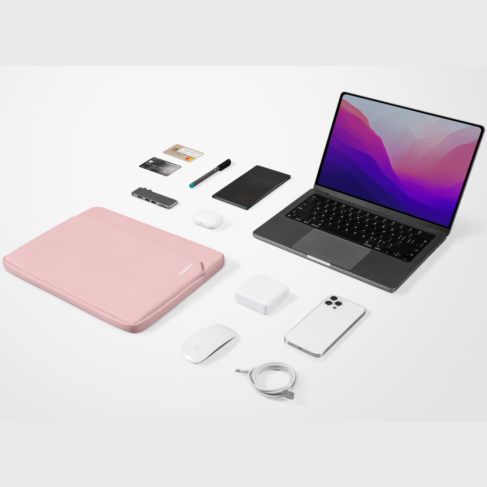 Tomtoc A18 - 14 inç Pembe Light MacBook Kılıfı